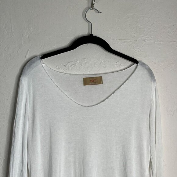 Free For Humanity White long Sleeve Viscose‎ Blend Knit Top Silver Lining Medium - Picture 2 of 7